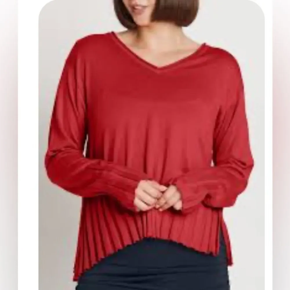 Planet by Lauren G Red Stripe Longsleeve Top